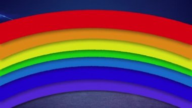 Mavi arka planda gökkuşağı ile bağlantılı ağların animasyonu. küresel dijital arayüz, teknoloji ve ağ konsepti dijital olarak oluşturulmuş video.