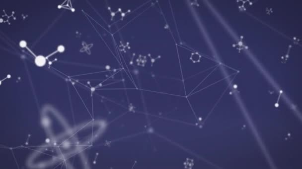 Анимация Сетей Соединений Молекул Синем Фоне Глобальный Цифровой Интерфейс Технологии — стоковое видео