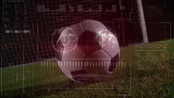 Animação Processamento Dados Sobre Jogador Futebol Esportes Globais Interface Digital — Vídeo de Stock