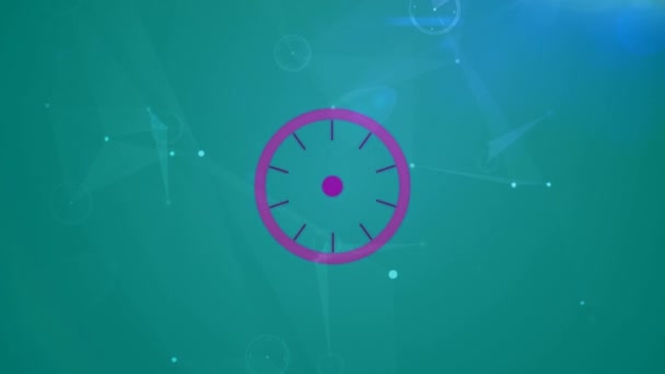 Animation Des Violetten Umfangs Und Des Netzwerks Von Verbindungen Auf — Stockvideo