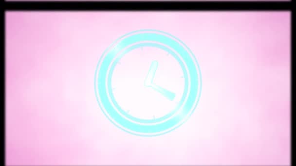 Анимация Кругов Глюком Розовом Фоне Глобальные Социальные Медиа Цифровой Интерфейс — стоковое видео