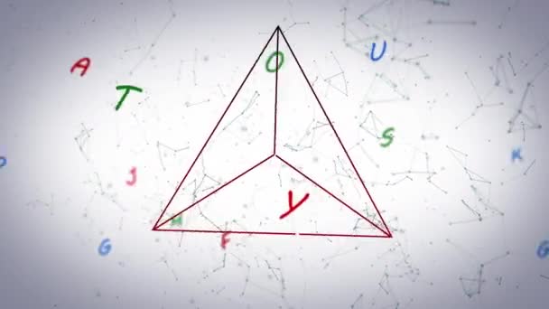 Animação Triângulo Letras Sobre Rede Comunicações Branco Rede Global Comunicação — Vídeo de Stock