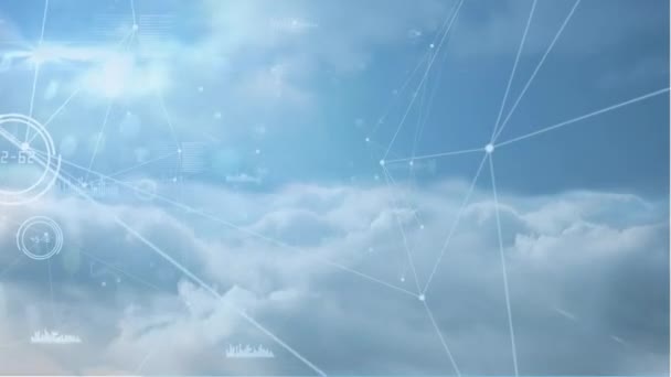 Animering Nätverk Anslutningar Över Himlen Globala Anslutningar Digitalt Gränssnitt Teknik — Stockvideo