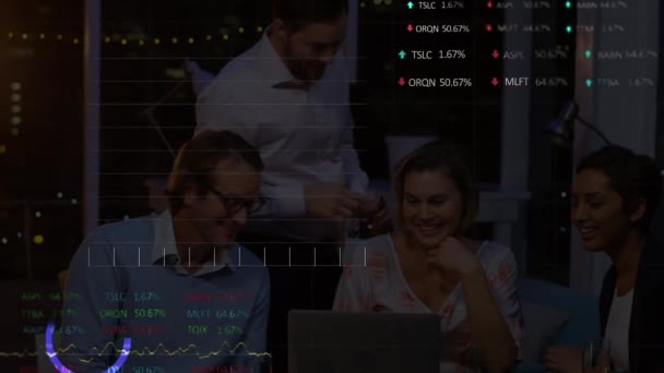 Animation Der Verarbeitung Von Finanzdaten Über Geschäftsleute Globales Geschäft Digitale — Stockvideo