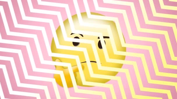 Animasi Garis Zigzag Putih Dan Kuning Atas Emoji Pemikiran Bingung — Stok Video
