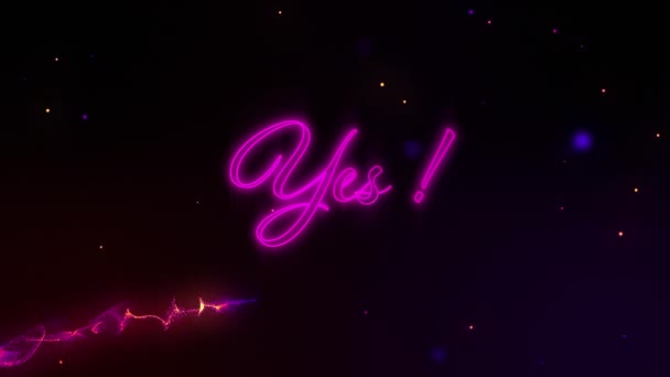 Animace Neonového Textu Yes Černém Pozadí Globální Propojení Koncepce Komunikace — Stock video