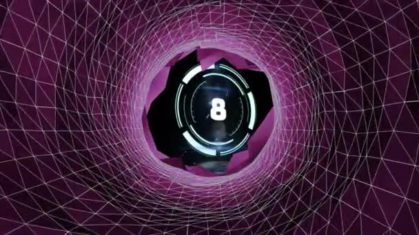 Animation Rotating Safe Lock Countdown Pink White Tunnel Black White — Stock Video