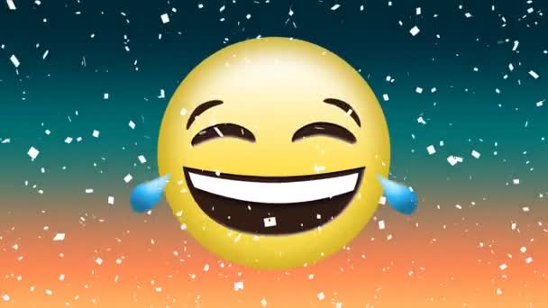 Animation Smiling Emoji Icon Green Background Global Social Media Digital — Stock Video