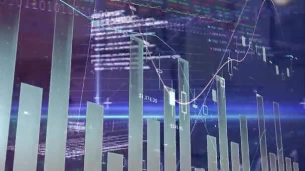 Statistik Finansal Veri Işleme Animasyonu Küresel Finansmanlar Dünyası Dijital Arayüz — Stok video