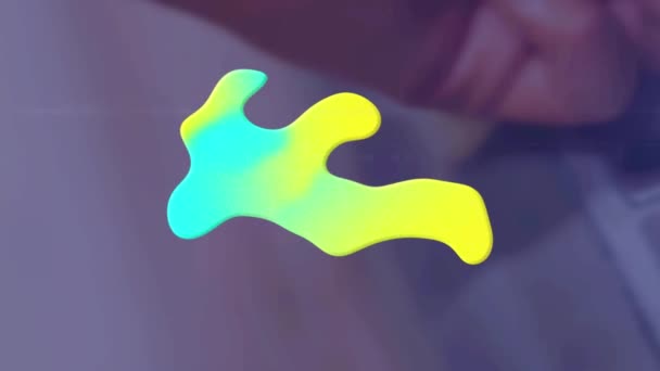 Animação Verde Amarelo Blob Holofotes Movimento Sobre Fundo Borrado — Vídeo de Stock