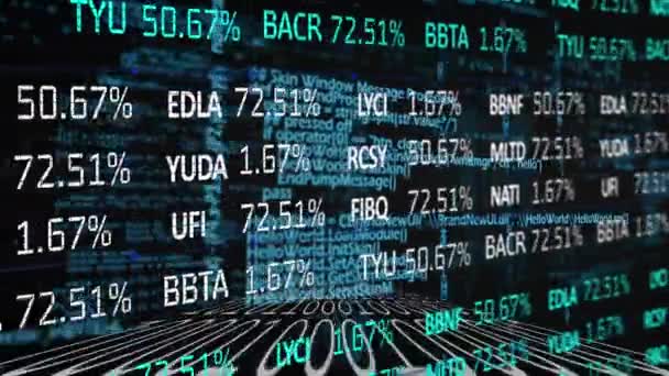 Animación Interfaz Stock Financiero Través Datos Binarios Procesamiento Información Comunicación — Vídeos de Stock