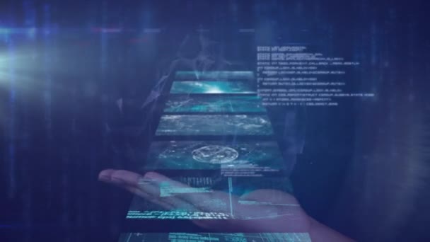 Animacja Ekranów Sieci Połączeń Niebieskim Tle Globalny Interfejs Cyfrowy Technologia — Wideo stockowe