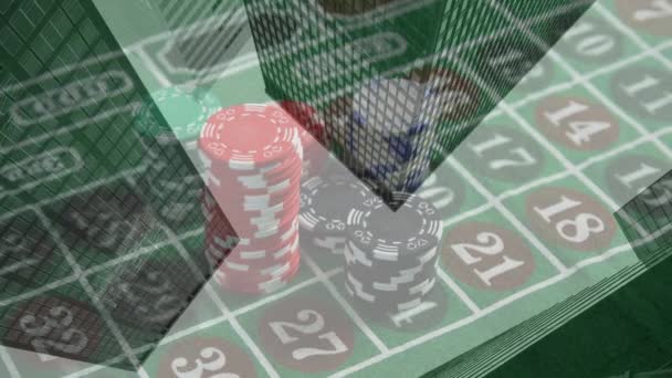 Animáció Chipset Játszani Fedélzeten Városkép Felett Szerencsejáték Szórakoztatás Játék Koncepció — Stock videók