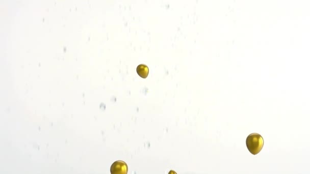 Animação Balões Ouro Subindo Com Diamantes Não Cortados Caindo Sobre — Vídeo de Stock