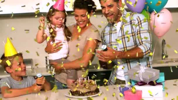 페티가 생일잔치에서 가족들 재미있게 애니메이션 아동기 디지털 비디오 — 비디오