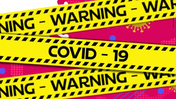 Animatie Van Covid Tekst Banden Cellen Rode Achtergrond Covid Pandemisch — Stockvideo