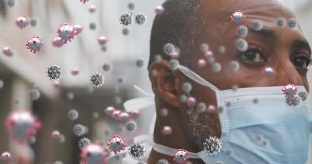 蒙面男子上皮19细胞的动画 全球联盟19大流行病概念数码视频 — 图库视频影像