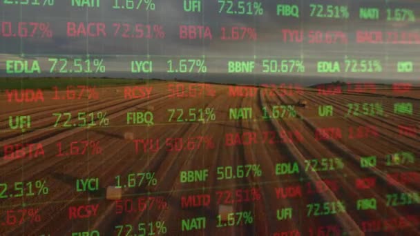 Animation Der Verarbeitung Von Finanzdaten Der Landwirtschaft Global Farming Business — Stockvideo