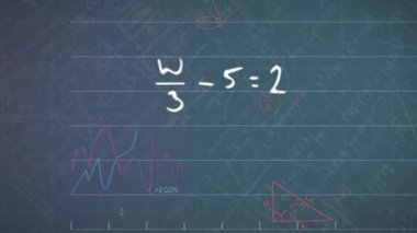 Matematiksel denklemlerin ve veri işlemenin animasyonu. küresel eğitim, dijital arayüz, teknoloji ve ağ konsepti dijital olarak oluşturulmuş video.
