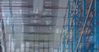 Depodaki finansal veri işleme animasyonu. küresel iş, veri işleme, dijital arayüz, teknoloji ve gönderme konsepti dijital olarak oluşturuldu.