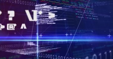 Dijital ekranda finansal veri işleme animasyonu. küresel iş, dijital arayüz, teknoloji ve ağ konsepti dijital olarak oluşturulmuş video.