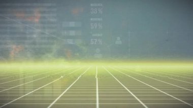 Izgara üzerindeki simgelerle veri işleme ve bağlantı ağlarının animasyonu. küresel veri işleme, ağlar, bağlantılar ve dijital arayüz konsepti dijital olarak oluşturulmuş video.