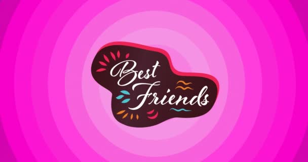 Animatie Van Tekst Beste Vrienden Roze Concentrische Cirkel Achtergrond Digitaal — Stockvideo