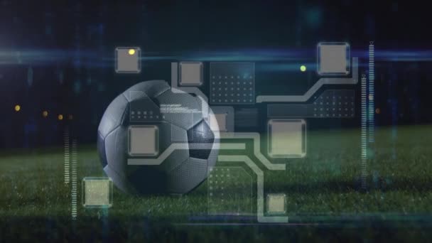 Animation Traitement Des Données Sur Joueur Football Concept Mondial Sport — Video