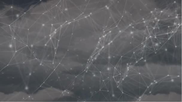 Gökyüzü Üzerindeki Bağlantı Ağının Animasyonu Küresel Bağlantılar Dijital Arayüz Teknoloji — Stok video