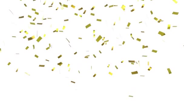 Animatie Van Goud Rode Confetti Vallen Witte Achtergrond Viering Feest — Stockvideo