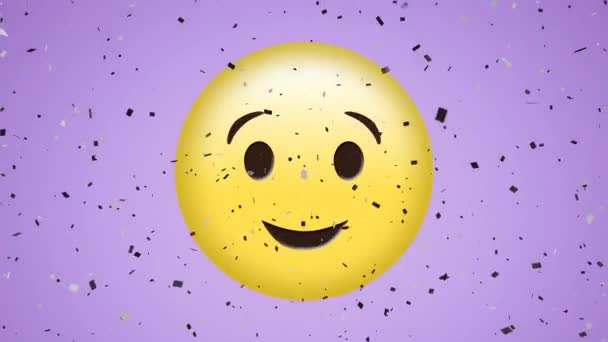 Animation Des Glücklichen Emoji Symbols Auf Rosa Hintergrund Globale Soziale — Stockvideo