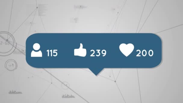 Animación Iconos Redes Sociales Través Red Conexiones Con Estadísticas Redes — Vídeo de stock