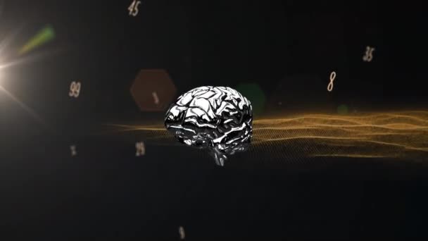 Animacja Ludzkiego Mózgu Przetwarzanie Danych Globalna Nauka Tożsamość Interfejs Cyfrowy — Wideo stockowe