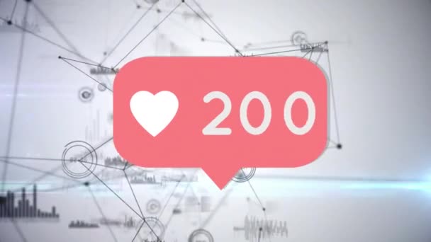 Animation Von Social Media Symbolen Über Ein Netzwerk Von Verbindungen — Stockvideo