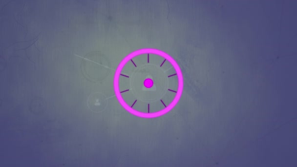 Анімація Фіолетового Сканування Мереж Язків Синьому Фоні Глобальний Цифровий Інтерфейс — стокове відео