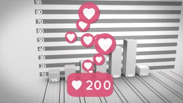 Animatie Van Social Media Iconen Netwerk Van Verbindingen Met Statistieken — Stockvideo