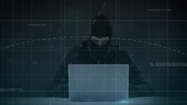 Animazione Del Trattamento Dei Dati Tramite Hacker Con Laptop Sicurezza — Video Stock