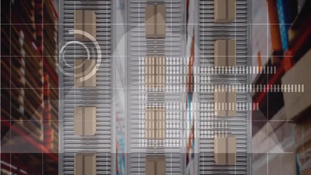 Animatie Van Statistische Verwerking Transportbanden Met Boxen Wereldwijde Scheepvaart Business — Stockvideo