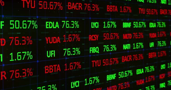 Image Red Green Stock Market Data Rolling Processing Grid Global — Stock Photo, Image