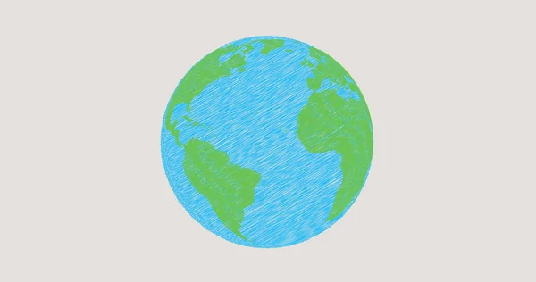 蓝色和绿色的行星地球在灰色背景上旋转的图像 环境生态学地理概念数字化生成的图像 — 图库照片