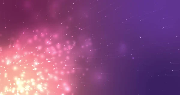 发光的粉红粒子在深紫色的背景上起泡 能和运动概念 数字产生的图像 — 图库照片