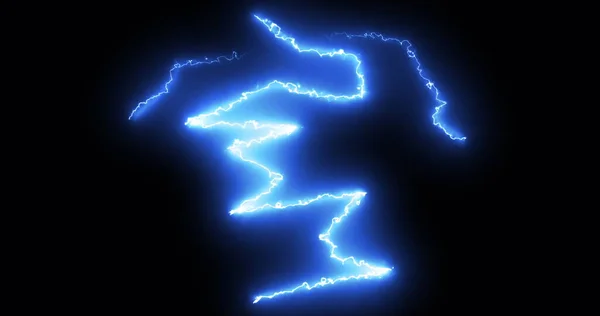 Modré Blesky Elektrického Proudu Divoce Pohybovaly Černém Pozadí Energie Elektřina — Stock fotografie