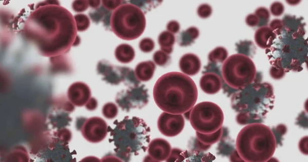 Зображення Макрокоронавірусу Covid Червонокрівців Плавають Вені Медичне Здоров Пандемія Коронавірусу — стокове фото