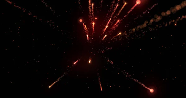 Glühend Rotes Feuerwerk Das Auf Schwarzem Hintergrund Explodiert Licht Farbe — Stockfoto