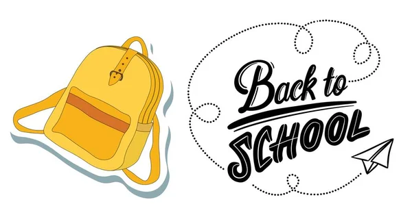 Composition Back School Text Backpack White Background Education School Learning — Stock Photo, Image