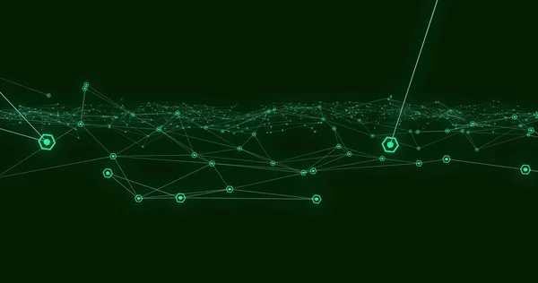 Εικόνα Πολλαπλών Πράσινων Εξάγωνων Που Σχηματίζουν Δίκτυο Συνδέσεων Κινούμενων Υπνωτική — Φωτογραφία Αρχείου