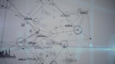 İstatistiklerle bağlantı ağının animasyonu. küresel bağlantılar, iş dünyası, dijital arayüz, teknoloji ve ağ konsepti dijital olarak oluşturulmuş video.