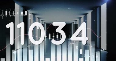 İstatistik ve veri işleme üzerinde değişen sayıların animasyonu. küresel sosyal medya, bağlantılar, dijital arayüz, teknoloji ve ağ konsepti dijital olarak oluşturulmuş video.