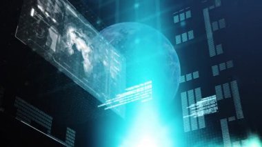 Veri işleme ve dünya üzerindeki istatistiklerin animasyonu. küresel bağlantılar, iş dünyası, dijital arayüz, teknoloji ve ağ konsepti dijital olarak oluşturulmuş video. Bu görüntünün elementleri NASA tarafından desteklenmektedir