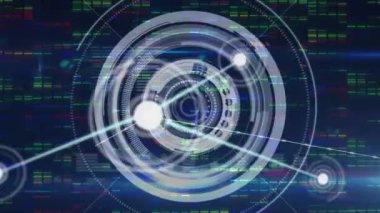 Siyah üzerinde bağlantı ve veri işleme ağı üzerinden güvenli kilit döndürme animasyonu. 